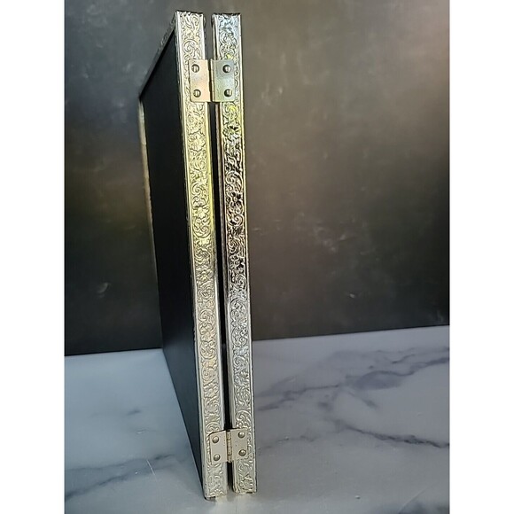 Floral Silver Tone Metal Folding Desktop Picture Frame Vintage - Picture 4 of 10